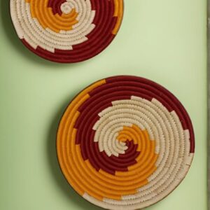 Orange- Sabai Art Handwoven Wall Decor - Set of two (10", 8")