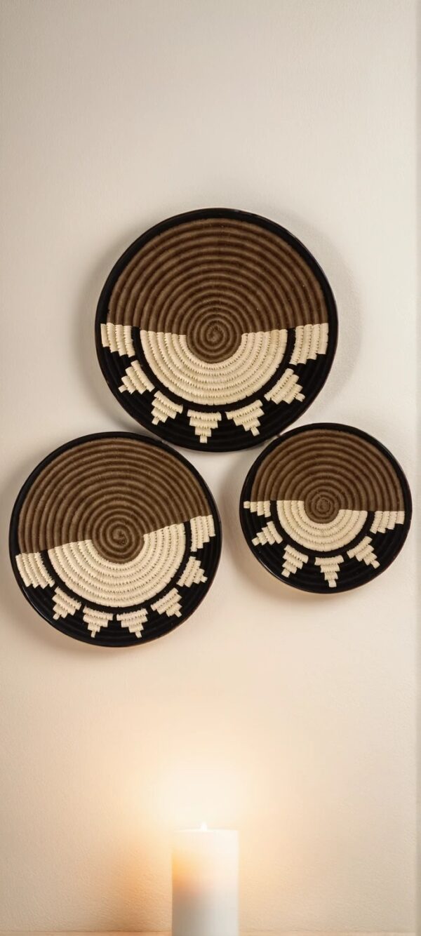 Brown Black - Sabai Art Handwoven Wall Decor - Set of three (12", 10", 8")