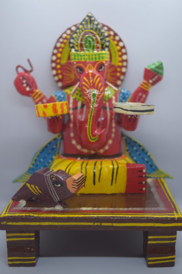 Wooden Lacquered Chauki Ganesh Ji - Image 3
