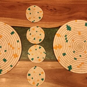 Multi - Sabai Art Handwoven Dining set - Set of 6 | 2 Table Mats (12") & 4 Coasters (4") |