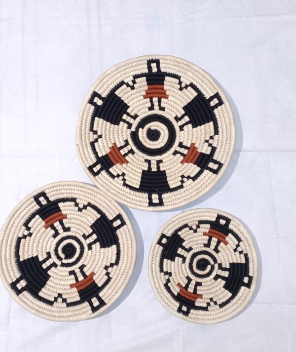 Brown Black - Sabai Art Handwoven Wall Decor - Set of three (12", 10", 8")