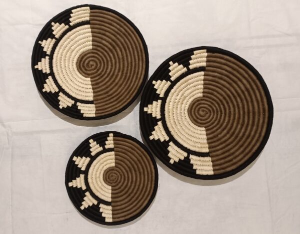 Brown Black - Sabai Art Handwoven Wall Decor - Set of three (12", 10", 8") - Image 2