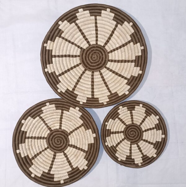 Brown - Sabai Art Handwoven Wall Decor - Set of three (12", 10", 8")