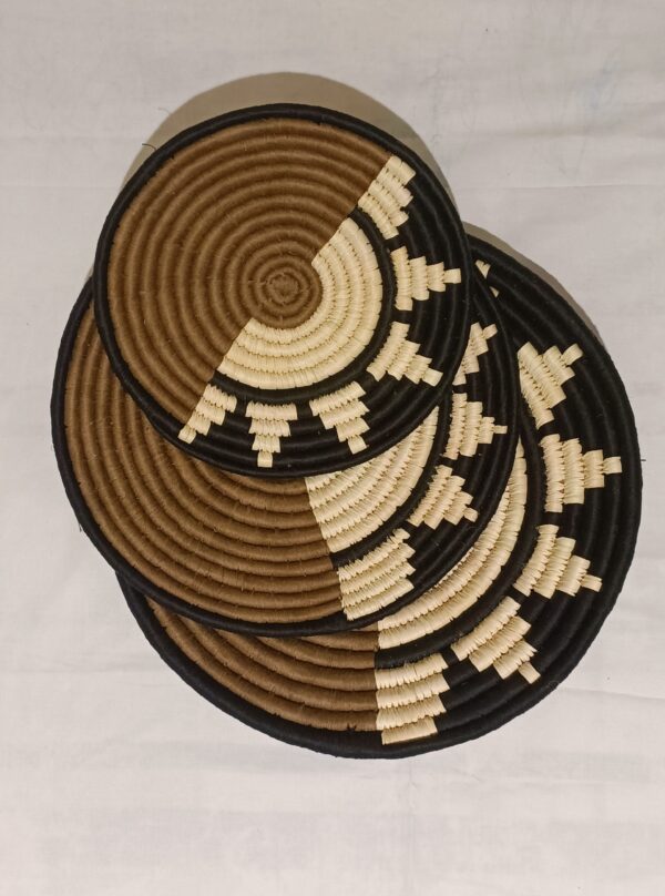 Brown Black - Sabai Art Handwoven Wall Decor - Set of three (12", 10", 8") - Image 3