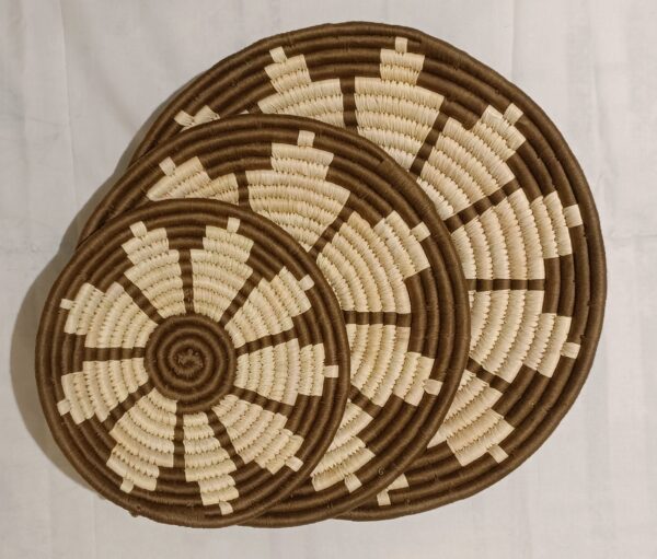 Brown - Sabai Art Handwoven Wall Decor - Set of three (12", 10", 8") - Image 2