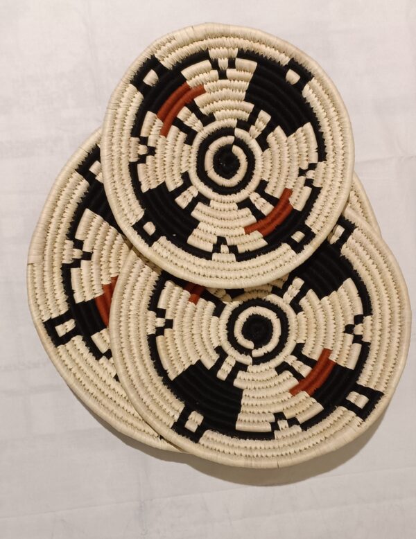 Brown Black - Sabai Art Handwoven Wall Decor - Set of three (12", 10", 8") - Image 4