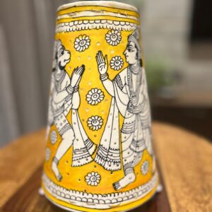 Ram Sita Laxman and Hanuman ji Yellow - Tholu Bommalata Leather Lampshade with Plug & Wire – 9-Inch