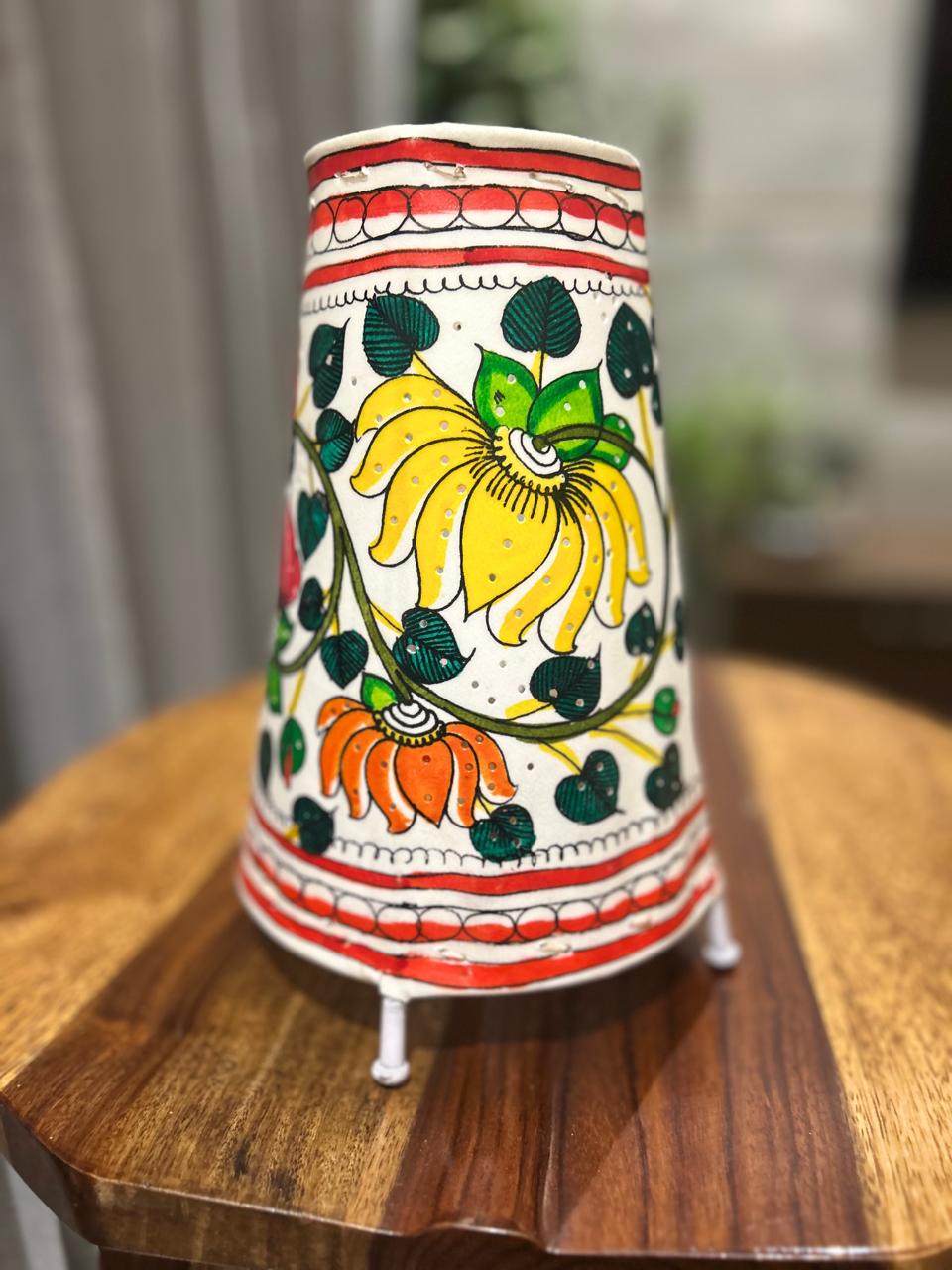 Lotus Multicolour - Tholu Bommalata Leather Lampshade with Plug & Wire – 9-Inch - Image 3