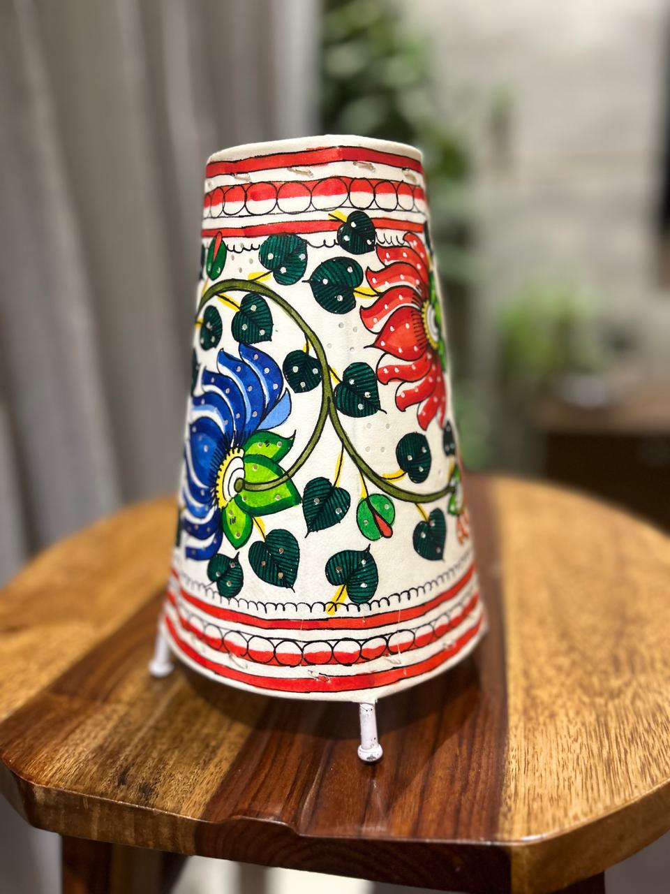 Lotus Multicolour - Tholu Bommalata Leather Lampshade with Plug & Wire – 9-Inch - Image 4