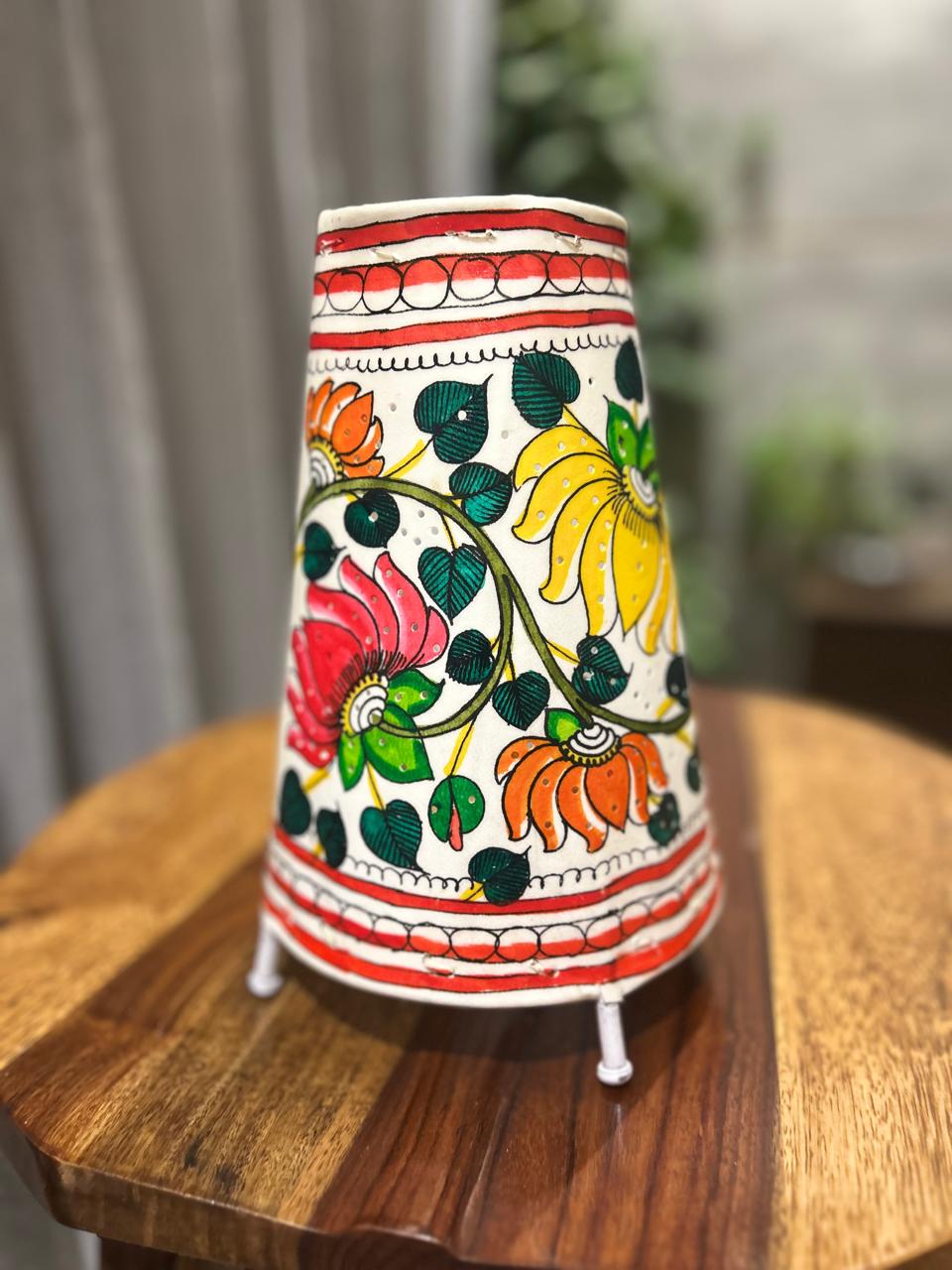 Lotus Multicolour - Tholu Bommalata Leather Lampshade with Plug & Wire – 9-Inch