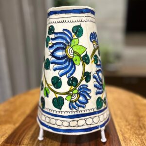 Lotus Blue - Tholu Bommalata Leather Lampshade with Plug & Wire – 9-Inch