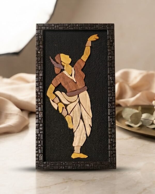 Bharatnatayam Dance Wooden In-Lay Artwork Painting (6"*12")
