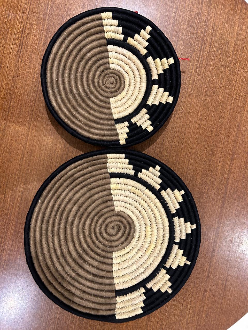 Brown Black - Sabai Art Handwoven Wall Decor - Set of two (10", 8")