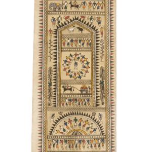 Tribal #1 - Pattachitra Art - Tussore Silk Painting - 6*16 inch - In Silk Cloth - Unframed