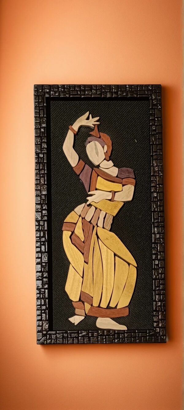 Mohini Dance Wooden In-Lay Artwork Painting (6"*12") - Image 4