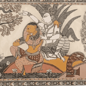 Landscape Pattachitra Art - Tussore Silk Painting - 12*10 inch - Unframed - In Silk Cloth only