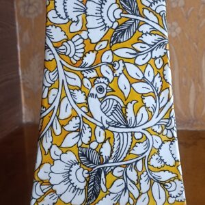 Floral Yellow  - Tholu Bommalata Leather Lampshade with Plug & Wire – 9-Inch