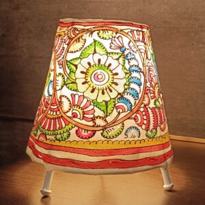 Floral Multi  - Tholu Bommalata Leather Lampshade with Plug & Wire – 6-Inch