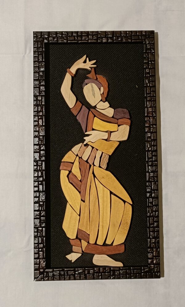 Mohini Dance Wooden In-Lay Artwork Painting (6"*12") - Image 3
