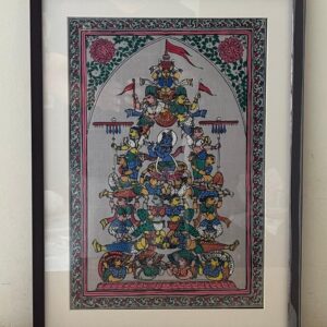 Krishna Pattachitra Art - Tussore Silk Painting - 14*20 inch - In Silk Cloth - Framed