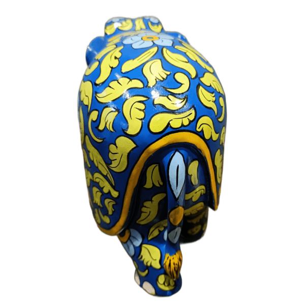 Floral Elephant Set – Blue Wooden Hand-Painted | Jaipur Craft | Set of 2 (3" & 6") – 169 gms & 730 gms - Image 2
