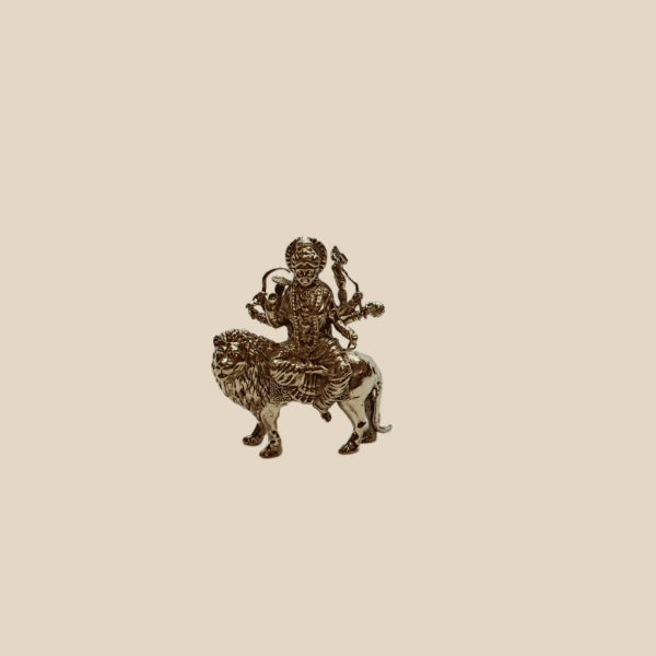 3-Inch Brass Maa Durga Idol – Seated on Lion, Symbol of Strength & Divine Protection (approx 75 gms) - Image 5