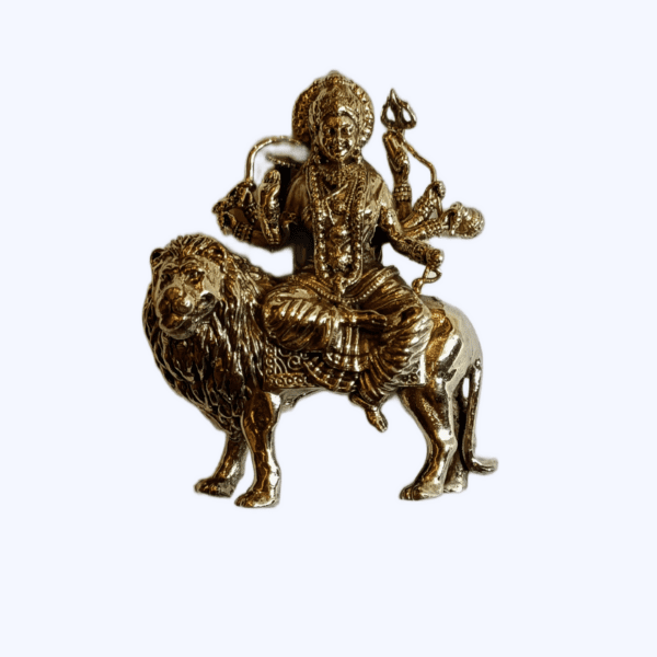 3-Inch Brass Maa Durga Idol – Seated on Lion, Symbol of Strength & Divine Protection (approx 75 gms) - Image 6