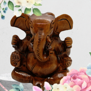 Ganesh Ji Wooden Idol Big– Natural Finish | Hand-Carved Spiritual Decor | 5" Height, 250 gms | Jaipur Craft