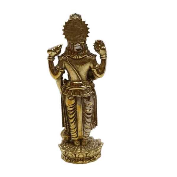 3.5-Inch Brass Lord Vishnu Idol – Standing Pose | Handcrafted Hindu Deity Statue | Puja & Home Temple Décor (72 gms) - Image 3