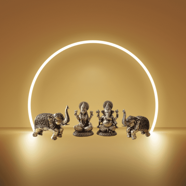 Set of 2 Brass Elephants – Trunk in Blessing Posture (2.5" & 3") (110 gms approx) - Image 10