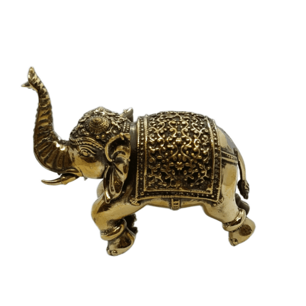 Set of 2 Brass Elephants – Trunk in Blessing Posture (2.5" & 3") (110 gms approx) - Image 5