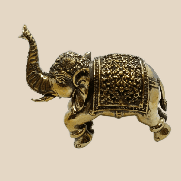 Set of 2 Brass Elephants – Trunk in Blessing Posture (2.5" & 3") (110 gms approx) - Image 6
