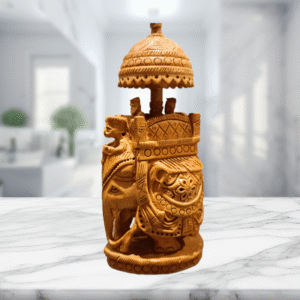 Ambawadi Wooden Elephant – Natural Finish | Hand-Carved Decorative Figurine | 6" Height, 3" Base (200 gms)
