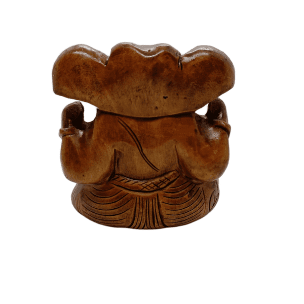 Ganesh Ji Wooden Idol Big– Natural Finish | Hand-Carved Spiritual Decor | 5" Height, 250 gms | Jaipur Craft - Image 2