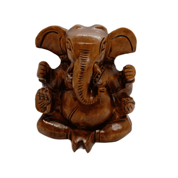 Ganesh Ji Wooden Idol Big– Natural Finish | Hand-Carved Spiritual Decor | 5" Height, 250 gms | Jaipur Craft - Image 3