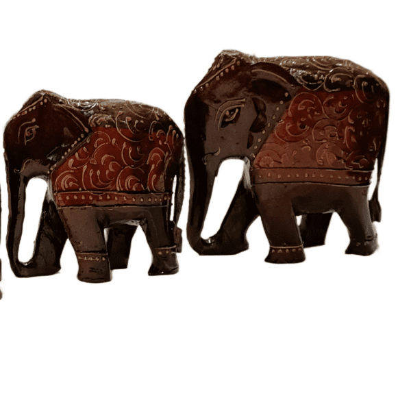 Jaipur Wooden Handicraft Elephant Set of 4 – Copper Finish | Decorative Rajasthani Figurines (Sizes 2" to 5", 1.1 KG) - Image 3