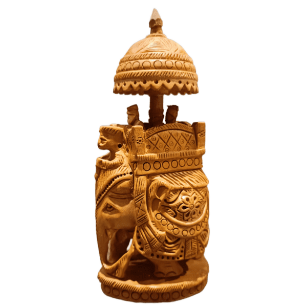 Ambawadi Wooden Elephant – Natural Finish | Hand-Carved Decorative Figurine | 6" Height, 3" Base (200 gms)
