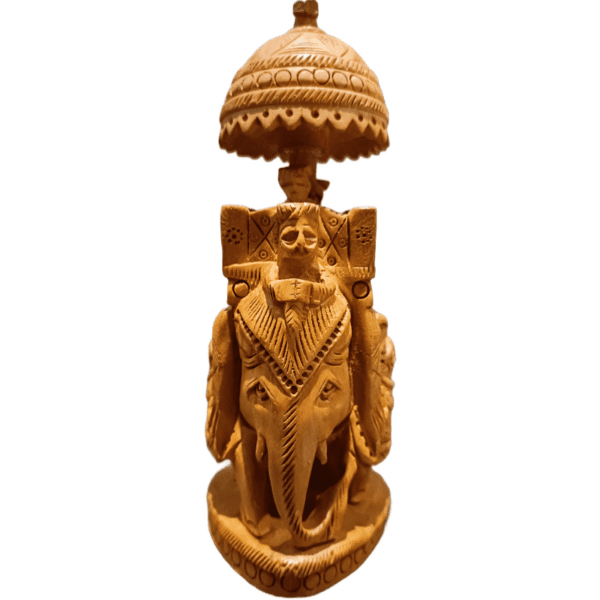 Ambawadi Wooden Elephant – Natural Finish | Hand-Carved Decorative Figurine | 6" Height, 3" Base (200 gms) - Image 2