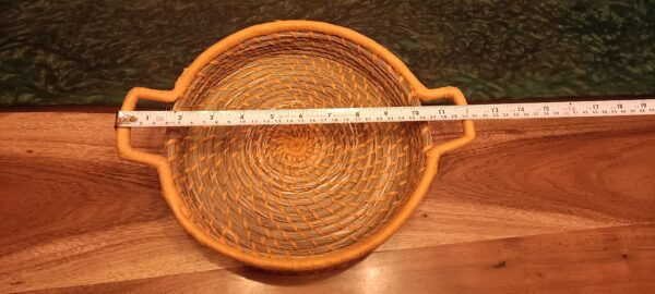 Natural with Orange Basket with handle- Sabai Art Handwoven Basket  - set of 2 (9"*2") - Image 6