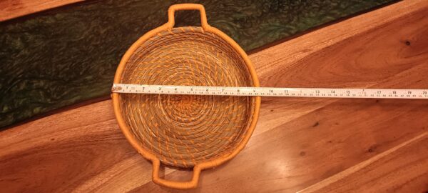Natural with Orange Basket with handle- Sabai Art Handwoven Basket  - set of 2 (9"*2") - Image 5