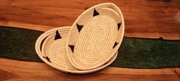 Natural with Black Colour Oval Tray- Sabai Art Handwoven Basket - (14"*10") - 1 Piece - Image 10