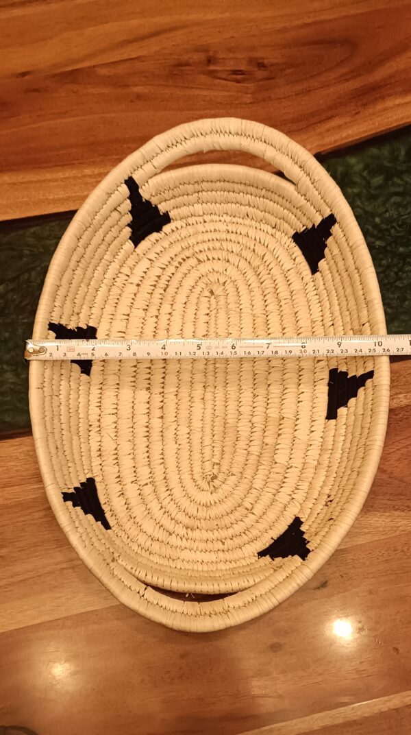 Natural with Black Colour Oval Tray- Sabai Art Handwoven Basket - (14"*10") - 1 Piece - Image 2