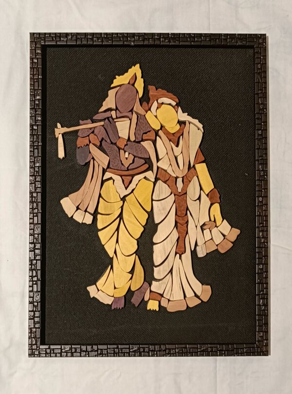 Radha Krishna Wooden In-Lay Wall Decor (11"*15") - Image 2