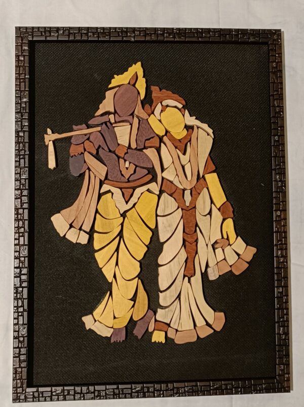 Radha Krishna Wooden In-Lay Wall Decor (11"*15") - Image 3