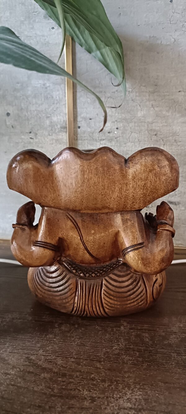 Ganesh Ji Wooden Idol Big– Natural Finish | Hand-Carved Spiritual Decor | 5" Height, 250 gms | Jaipur Craft - Image 5