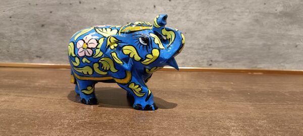Jaipur Floral Elephant – Blue Wooden Hand-Painted Set of 2 | Rajasthani Decorative Figurines | 3" Each (169 gms) - Image 7
