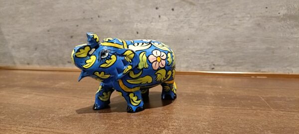 Jaipur Floral Elephant – Blue Wooden Hand-Painted Set of 2 | Rajasthani Decorative Figurines | 3" Each (169 gms) - Image 6