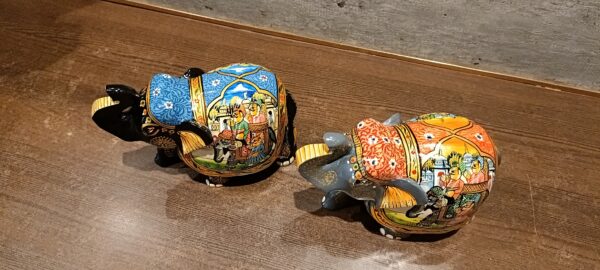 Mughal Elephant – Black and Grey Wooden Hand-Painted Set of 2 | Jaipur Rajasthani Décor Figurines | 4" Height (320 gms each) - Image 5