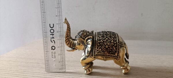 Set of 2 Brass Elephants – Trunk in Blessing Posture (2.5" & 3") (110 gms approx) - Image 8