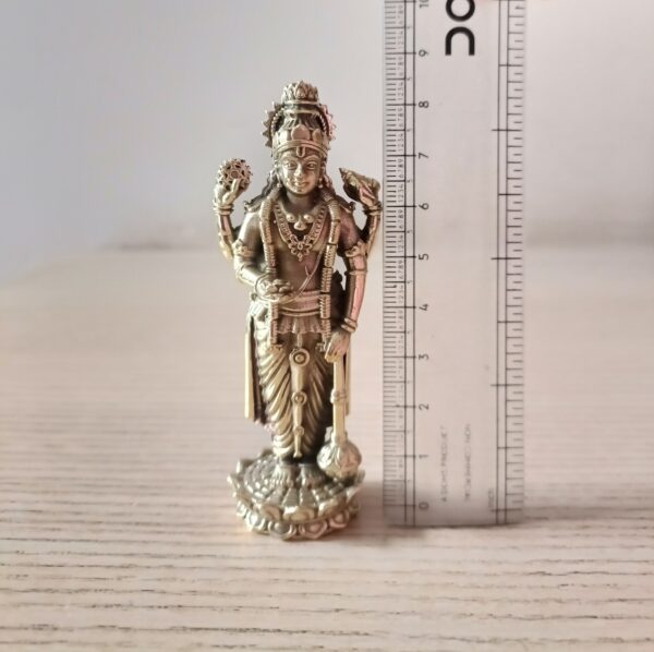 3.5-Inch Brass Lord Vishnu Idol – Standing Pose | Handcrafted Hindu Deity Statue | Puja & Home Temple Décor (72 gms) - Image 4
